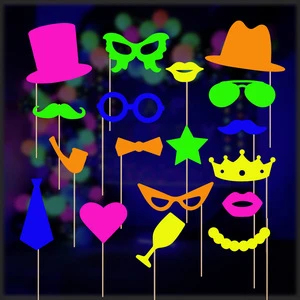 Wholesale Funny Neon Photo Booth Props Handheld Party Accessories Supplies with Fluorescent Theme New for Theme Parties