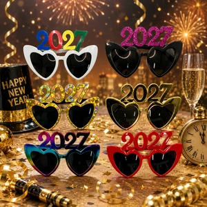 Pafu 2027 Heart Shape Party Glasses Funny New Year Sunglasses Novelty Photo Booth Eyewear Party Supplies