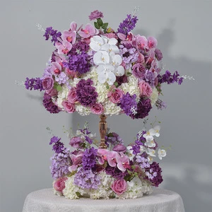New Purple Artificial Flower Wedding Table Decoration Flower Ball Wedding Centerpieces Table Decorations Wholesale