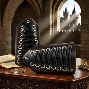 Halloween Renaissance Embossed Pattern Adult Roleplay Medieval Vambrace Leather CuffsVintage Bracers PU Pirate Wristbands
