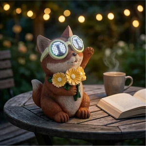 Customized Squirrel Sculpture Solar LED Lights Resin Garden Decoration With IP44 Water-Resistant AA Battery 360 Beam Angle