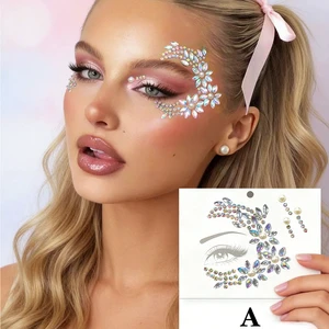 Sexy Fashionable Face Gem Rhinestone Stickers Digital Printing Self-Adhesive Temporary Tattoos For Face Body Art