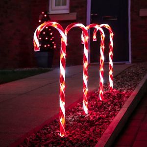 Holiday Light Decoration Red Plastic Bo Lighted Candy Cane 30 Inch with Timer Function 2 AAA Batteries Not Included Made Vietnam
