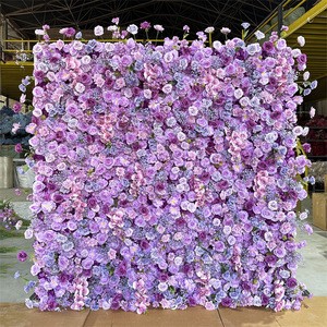 Modern High Quality Purple-themed Wedding Silk Artificial Flower Wall Background Decoration