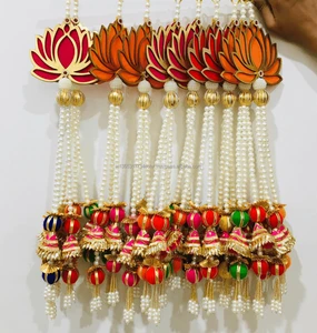 Multicolor Traditional Handmade Gota Beads Lotus Strings Diwali Home Decor Wedding Backdrop Wall Hanging Haldi Mehndi Sangeet