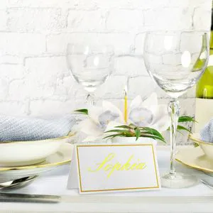Gold Foil Edged Wedding Seating Cards Writable Guest Name Place Table Cards for Banquets Christmas Decorations Ready Ship