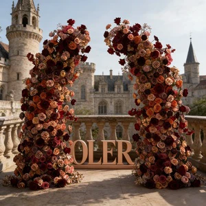 Luxury 3D Flower Wall Silk Backdrop for Wedding Anniversary Decor