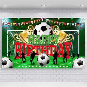 Football Themed Boys Happy Birthday Paper Banner Party Supplies Kids Teenagers 150x100cm Sports Themed Christmas Backdrops