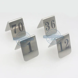 (JYHA-A011) Stainless Steel Double Side Table Number Tent Table Number Card for Restaurant Bar - Silver Normal Number 1-99
