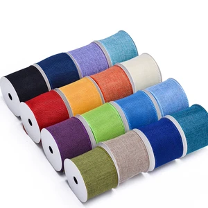Ribest Burlap Christmas Wired Edge Ribbon Customized Logo Printed Wholesale 2.5 Inch