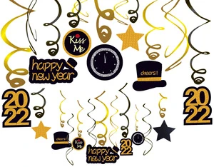 Festival New Year Hanging Swirl Party Banners Decoration Happy New Year Banner for Festive Decorations