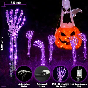 Halloween Festival Supplies Horror Atmosphere Style Garden Decoration Prop Creative Light Skeleton Ghost Hands