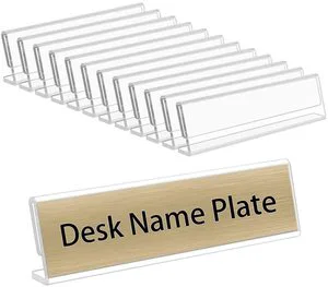 Plastic Sign Holder Acrylic Name Plates License Table Display for Desk Office Classroom Teacher Kids Woman Man Blank