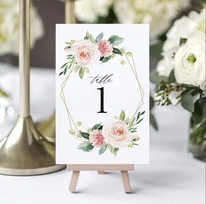 QT210524-2 Fancy Table Number Cards for Wedding Hotel Banquet Restaurant Table Decoration