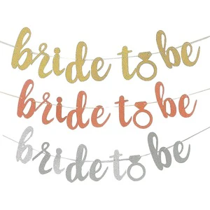 Wholesale Custom Eco-Friendly Adjustable Bridal Bachelorette Party Glitter Letter Gold/Silver/Rose Gold Paper Banner Wedding