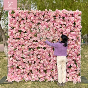 Artificial Silk Rose Wedding Flower Wall Elegant Artificial Flower Wall Backdrop for Wedding Wall Decorations