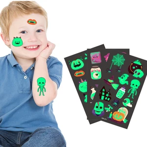 Custom Halloween Kids Face Hand Cartoon Fake Luminous Glow in the Dark Temporary Tattoo Sticker Non-Toxic Printing for Party Use