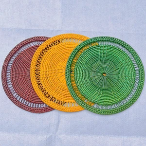 Colorful Rattan Plate Dish Tableware Decoration - rattan coaster tableware