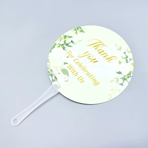 Custom Wedding Round Plastic Hand Fan Transparent PVC Hand Held Fans Advertising PP Fans For Guest Promotion Gift