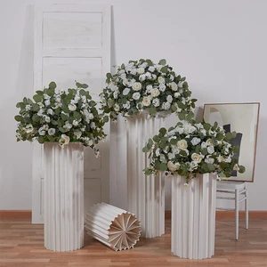 Wholesale Silk White Green Flower Ball Arrangements Artificial Flower Balls for Wedding Table Centerpieces Decoration