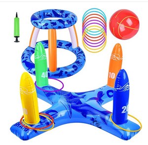 Inflatable Ring Toss Kit Thick Bright Color Fun Interactive Props for Parent Child Bonding Party Favors and Pool Game Supplies