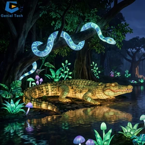 Custom Zoo Animal Lantern Festival Displays with Turnkey Light Installation Services for Wildlife Parks and Attractions
