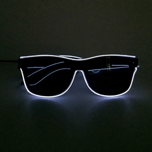 Mi Ding Sunglasses LED Light-Up Glasses Bar Nightclub Large Rave Props Black Frame Music Party Trendy