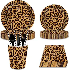 Leopard Print Tableware Leopard Animal Print Party Holiday Tableware