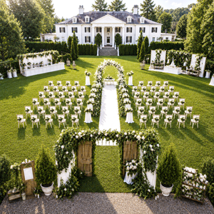 White Green Garden Wedding Full Set | One Stop Design To Delivery Eucalyptus Rose Arch Aisle Centerpiece Backdrop OEM Wholesale