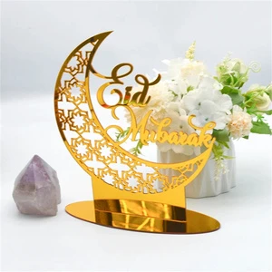 Ramadan Gold Moon Star Lantern Acrylic Table Ornament Eid Mubarak Ramadan Kareem Decorations Islamic Muslim Party Home Supplies