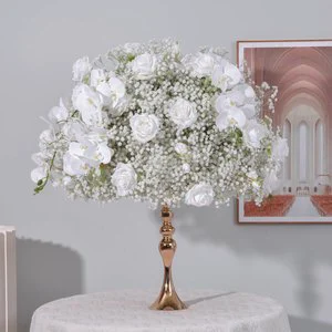 Luxury High Quality Customized Wedding Event Decoration Table Big Centerpiece Flower Rose Orchid Baby Breath Silk 60cm