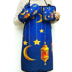 Ramadan Gift Sets Muslim Islamic Kareem Cooking Baking Ramadan Apron Eid Mubarak Kitchen Apron Sets for Ramadan Decorations