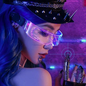 New Popular Party City Glasses Custom Logo Light Up Glow Eyeglass LED Acrylic Festival Glasses