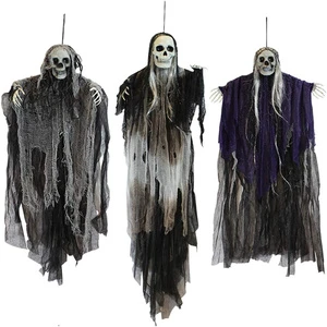 3 Pack Hanging Halloween Skeleton Ghosts Decorations Grim Reapers for Best Halloween Outdoor Decorations