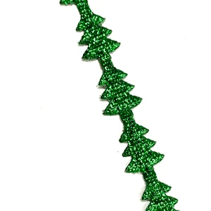 Striped Double-Sided Recycled Metallic Christmas Tree Ribbon Lace Sequins Trim for Festive Event Party Decoration for Christmas
