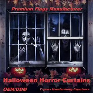 Classic Polyester Digital Printed Hanging Ornaments for Halloween Party Decorations Scary Curtains for Doors and windows