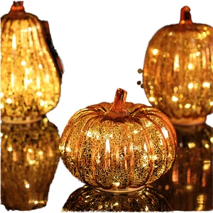 Battery-Operated Eco-friendly Durable LED Glass Pumpkin Light with Timer for Halloween & Fall Thanksgiving Party Decoration