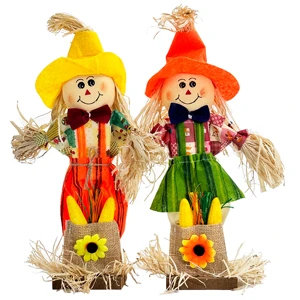 Custom Brand Giant Scarecrow Halloween Decoration 28cm Cloth Straw Wooden Outdoor Garden Party Supplies Tableware & Home Decor