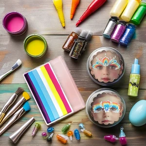20g Water-Activated Kids Body Paints Non-Toxic Glow UV Light Rainbow and Milky Glitter Paints for Children Age Group