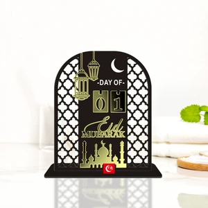 Islamic Religious Ramadan Supplies Moon Castle Display Acrylic Countdown Calendar Fasting Decorations for Gift Giving
