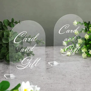 Gaojian Durable Clear Arch Acrylic Customized Color UV/Silk Screen Printed Wedding Table Seating Place Cards Table Number for