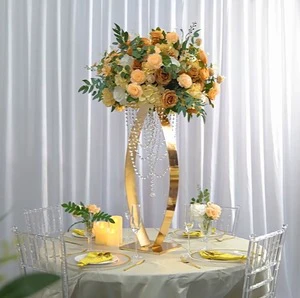 Wedding Floral Arrangement Table Wedding Centerpiece Gold Metal Flower Stand for Home Party Decor
