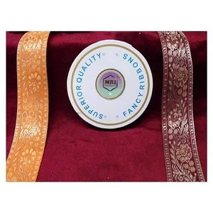 Elegant Polyester Christmas Wired Ribbon Red Yellow Floral Printed with Embroidery Decoration for Crafts Wreath Wrapping
