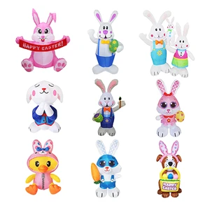 Cartoon Rabbit and Egg Full Color Design 100% Polyester Inflatable Decoration Outdoor Holiday Garden Supplies for Easter