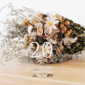 WZ Cheap Wedding Place Card Custom logo Clear Sign Cards Holders Acrylic Table Numbers for Wedding Reception