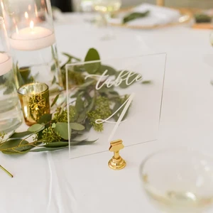 Custom Wedding Table Numbers Acrylic Seat Cards with Clips Set | Wedding & Engagement Party Table Decor