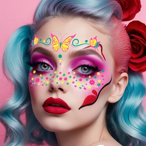 Neon Fluorescent Face Sticker Music Festival Tattoo Makeup Glitter Party Stickers Waterproof Temporary Tattoo Stickers Makeup