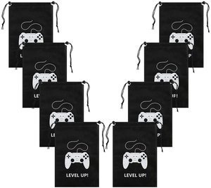 LEMON 24 Pack LEVEL up Video Game Party Supplies Gaming Party Bags Drawstring Bags Decorations for Kids Birthday Party Supplies