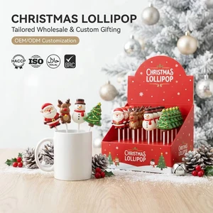 Assorted Christmas Lollipop With Reindeer Gift Box 8pcs Individually Wrapped Holiday Hard Candy Sweets For Retail