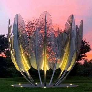 Vincentaa Custom Mirror Polished Feather Stainless Steel Modern Sculpture Public Art Decoration